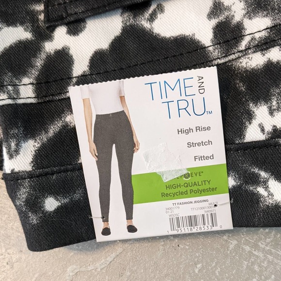 Time and Tru Black and White High Waist Stretch Jeggings Size M (8-10) NWT - Picture 4 of 4